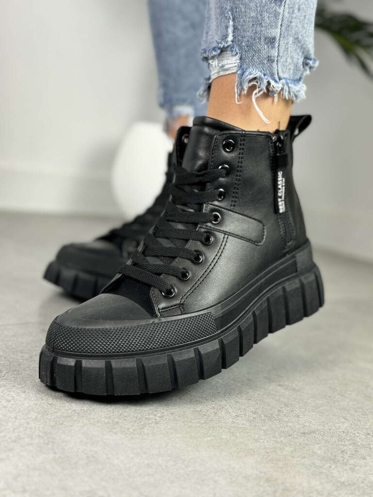 Czarne Trampki Na Grubym Spodzie Evento – Wygodne Buty - Styl casualowy