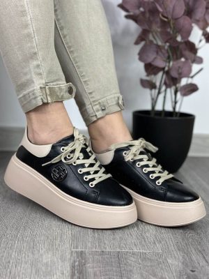 Sneakersy damskie na grubym spodzie czarne Filippo DP6058/24 - Na jesień