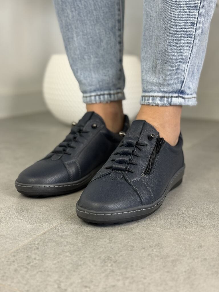 Granatowe buty damskie ze skóry WASAK 0688 - Na wiosnę
