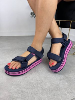 Damskie sandały na platformie Lee Coopper LCW-24-05-2754L granatowe - Styl miejski