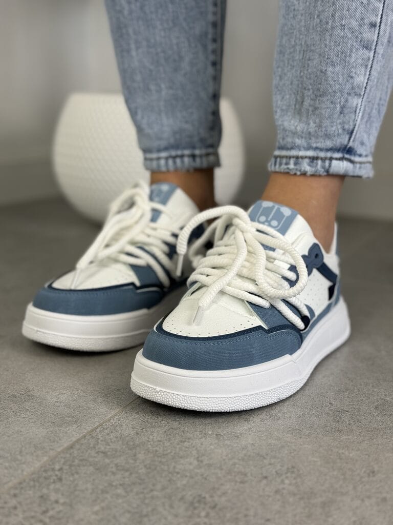 Wygodne buty sportowe na grubej podeszwie – Damskie sneakersy BL510P Jeans - Na wiosnę