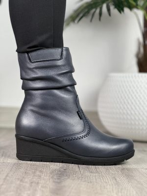 Botki skórzane granatowe Axel na haluksy 4418 - Na zimę