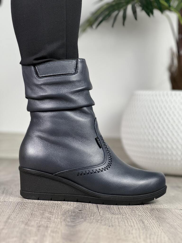 Botki skórzane granatowe Axel na haluksy 4418 - Na zimę
