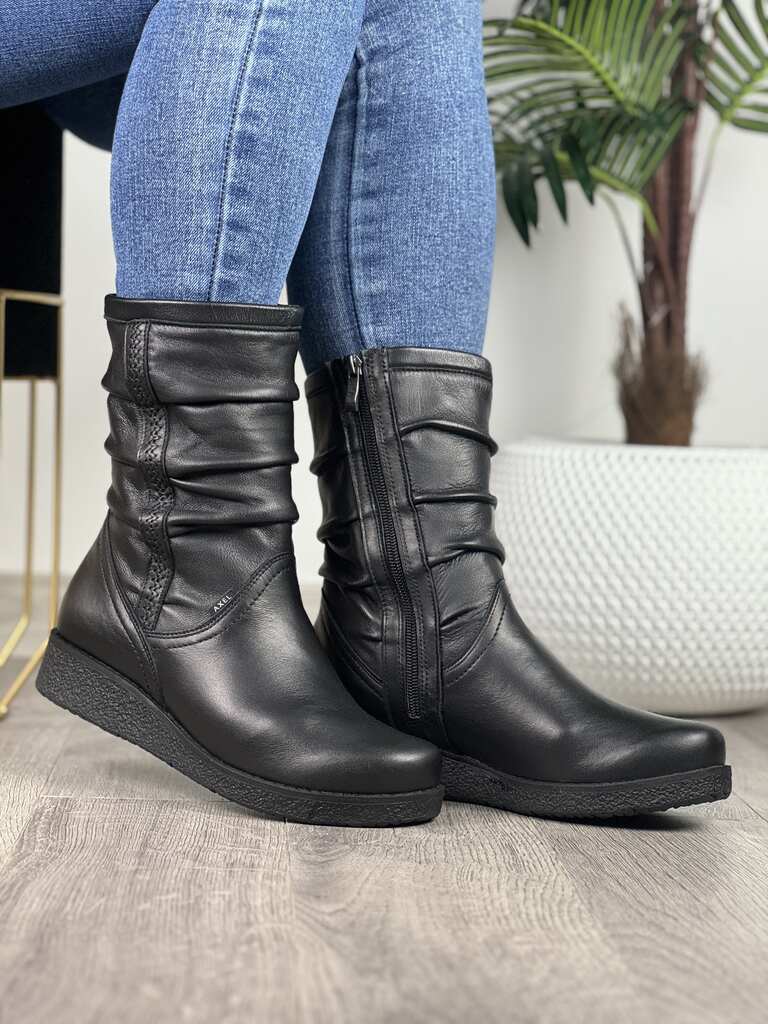 Kozaki AXEL Comfort 4055 H Czarne ocieplane na Haluksy - Styl rockowy