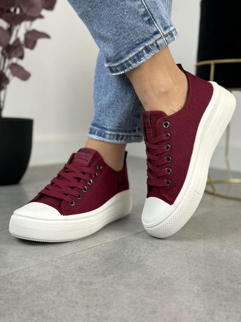 Trampki bordowe LEE COOPER LCW-23-44-1625L - Na wiosnę