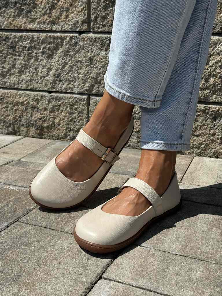 Beżowe buty skórzane barefoot Yolanda 2483 - Styl wieczorowy