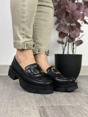Mokasyny damskie Filippo skórzane DP6099/24 czarne - Styl casualowy