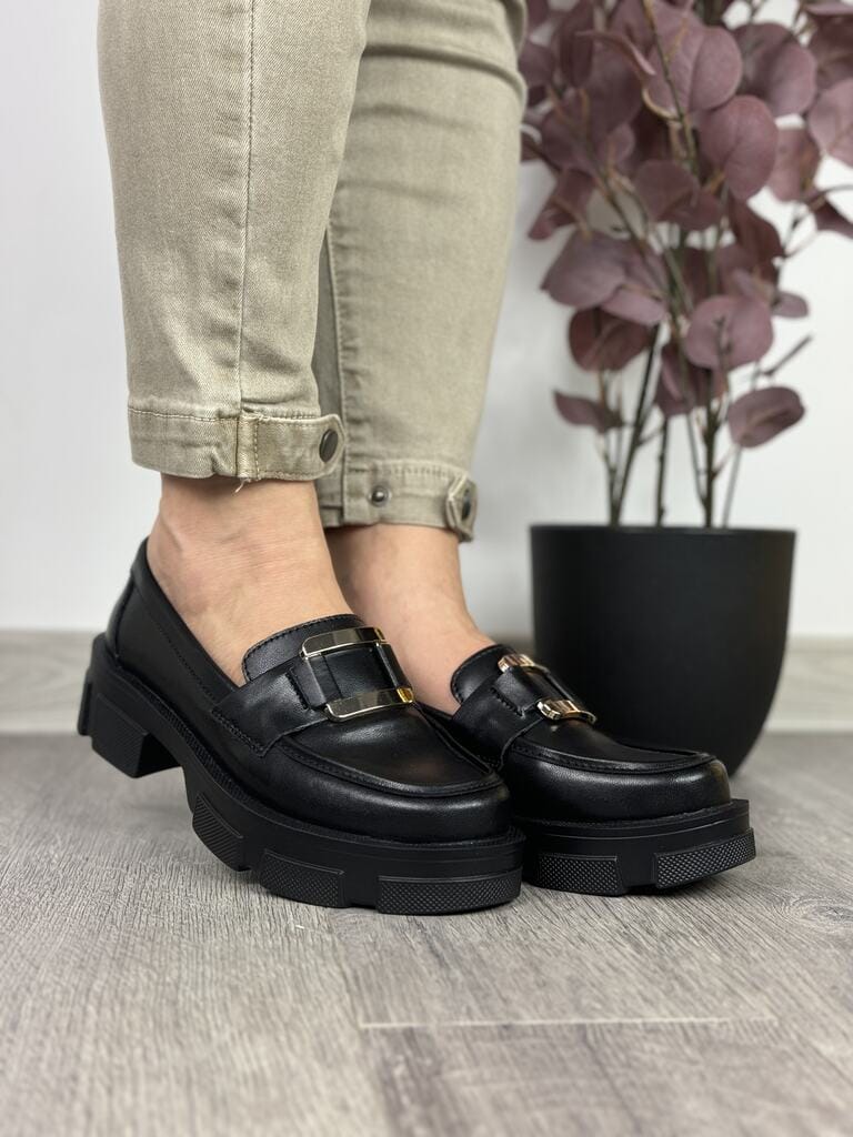 Mokasyny damskie Filippo skórzane DP6099/24 czarne - Styl casualowy