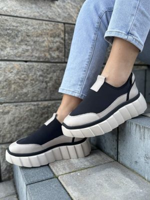 Szare skórzane sneakersy damskie – Wygodne półbuty damskie Sokolski