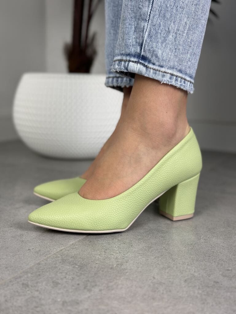 Polskie czółenka damskie 480 FOR BUT Pistacja – Wygodne buty na niskim obcasie - Na wiosnę