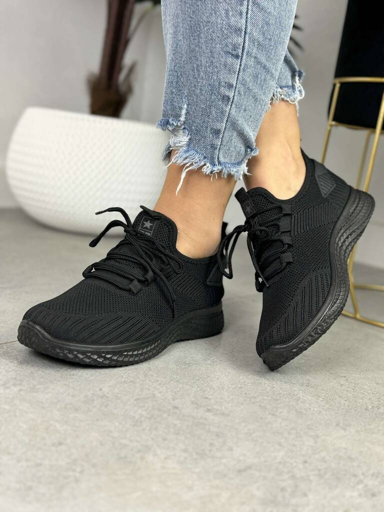 Czarne buty sportowe damskie – Wygodne buty spotrowe NEWS 3634 - Na lato