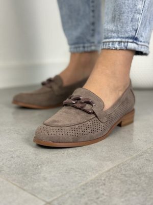 Mokasyny damskie ażurowe khaki – Wygodne mokasyny damskie Potocki 24-12052KH - Styl casualowy