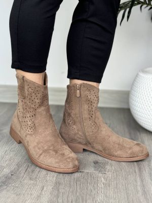 Ażurowe botki damskie na niskim obcasie – S.Barski HY42-135 - Styl casualowy