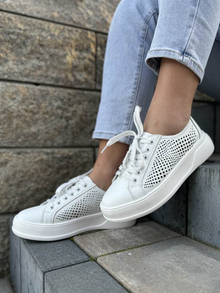 Skórzane sneakersy damskie na platformie – Wygodne buty na lato S.Barski - Do jeansów