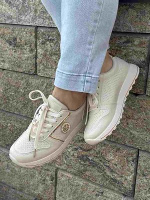 Potocki beżowe buty sportowe damskie 25-163425 - Styl casualowy
