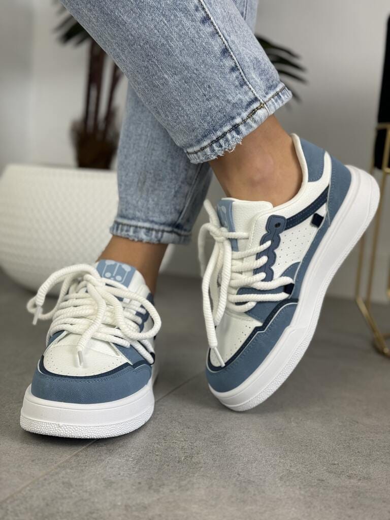 Wygodne buty sportowe na grubej podeszwie – Damskie sneakersy BL510P Jeans - Styl sportowy