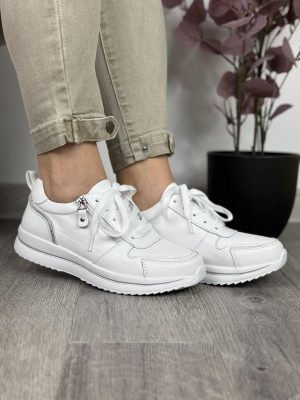 Białe skórzane sneakersy damskie Sergio Leone SP-116 - Styl klasyczny