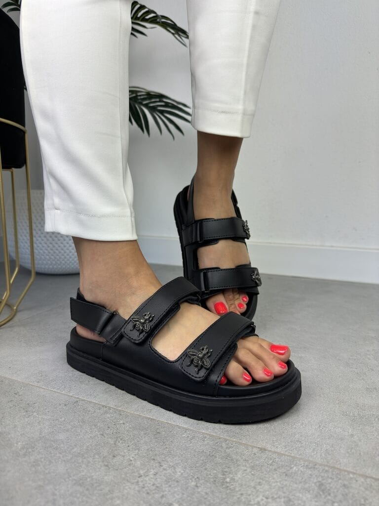 Damskie sandały czarne Barski SS27-23 Black - Styl miejski