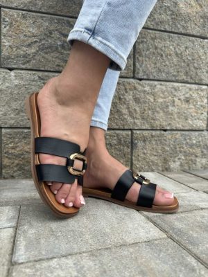 Klapki damskie czarne – Wygodne klapki Sergio Leone - Styl casualowy