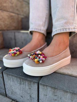 Beżowe skórzane mokasyny na platformie – Wygodne mokasyny damskie Filippo - Styl casualowy
