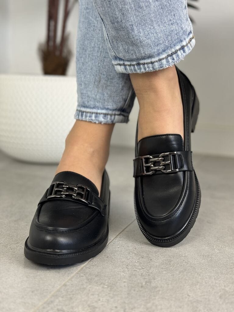 Czarne Mokasyny Damskie Barski – Modne Buty Damskie HY372 - Do jeansów