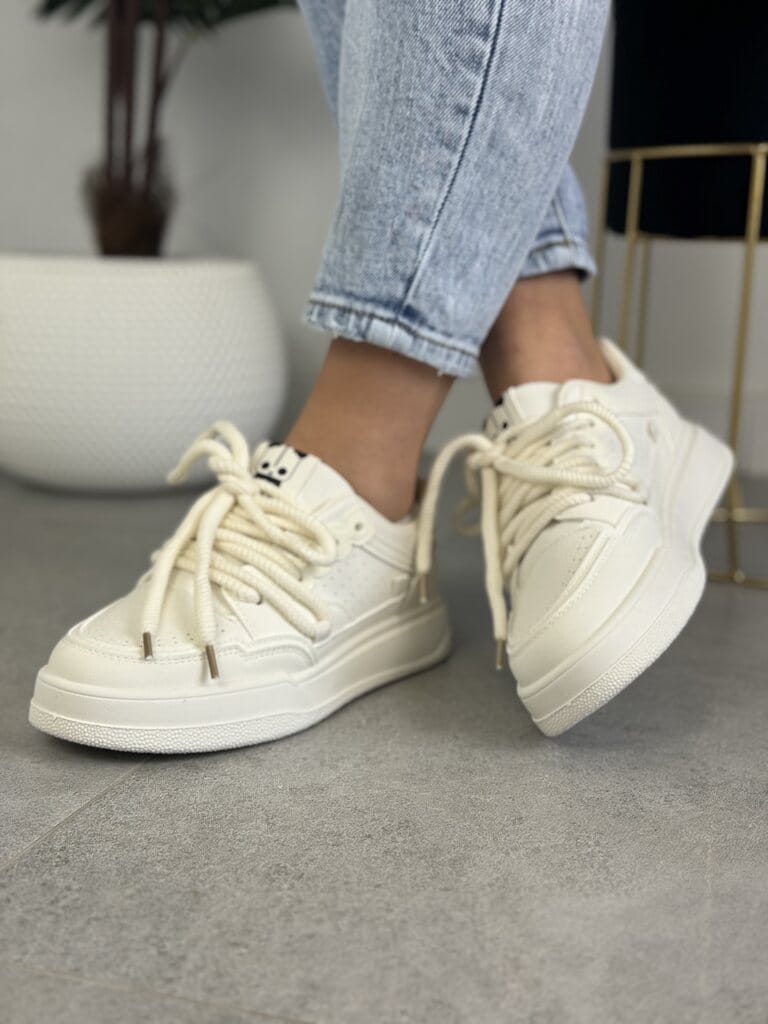 Masywne sneakersy damskie na grubym spodzie – Seaestar BL510P Beige - Styl sportowy