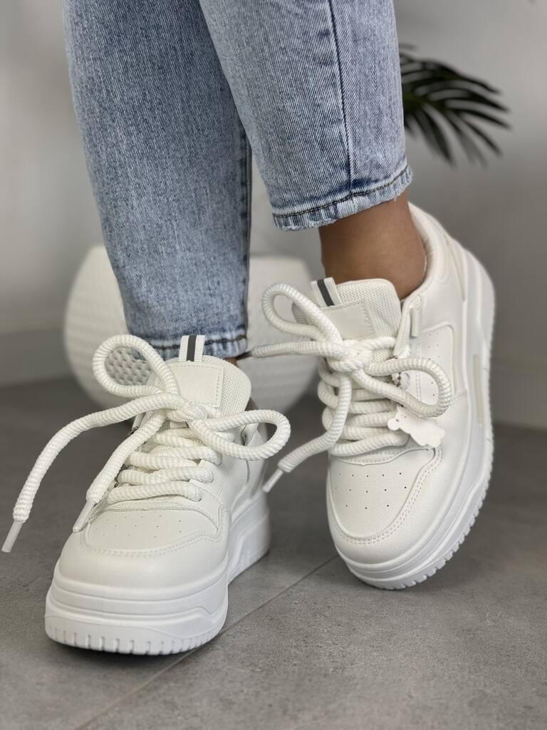 Modne sneakersy na grubej podeszwie – Damskie buty sportowe ABO-1571 Biały - Styl sportowy