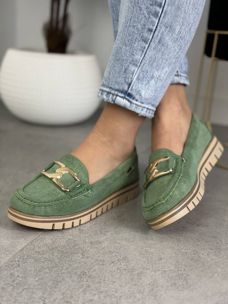 Wygodne mokasyny damskie na koturnie – Modne mokasyny damskie green goodin - Styl casualowy