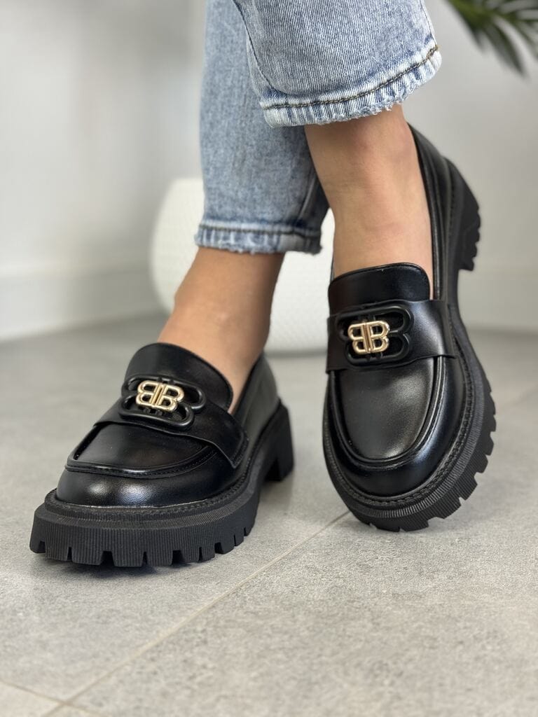 Czarne Wygodne Mokasyny Damskie BB – Modne Buty Damskie - Styl smart casual
