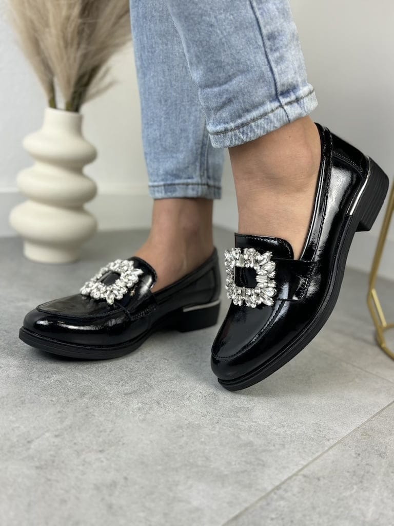 Lakierowane Czarne Mokasyny Skórzane Filippo – Modne Buty Damskie - Styl miejski