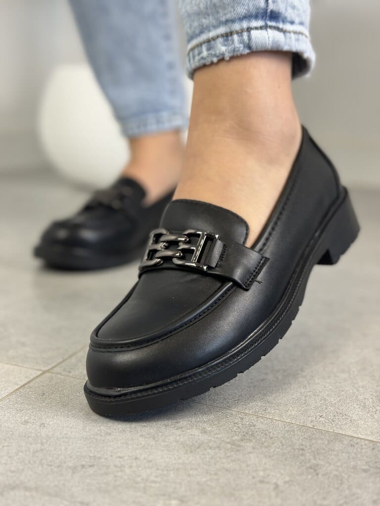Czarne Mokasyny Damskie Barski – Modne Buty Damskie HY372 - Styl klasyczny