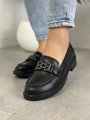 Czarne Mokasyny Damskie Barski – Modne Buty Damskie HY372 - Styl biznesowy