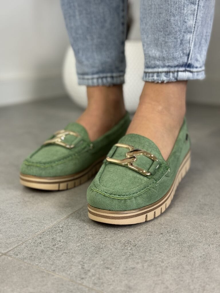 Wygodne mokasyny damskie na koturnie – Modne mokasyny damskie green goodin - Do spodni