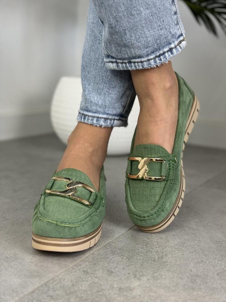 Wygodne mokasyny damskie na koturnie – Modne mokasyny damskie green goodin - Na lato