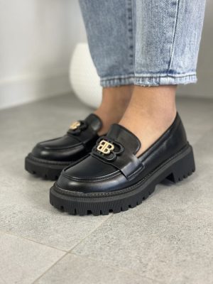 Czarne Wygodne Mokasyny Damskie BB – Modne Buty Damskie - Styl klasyczny