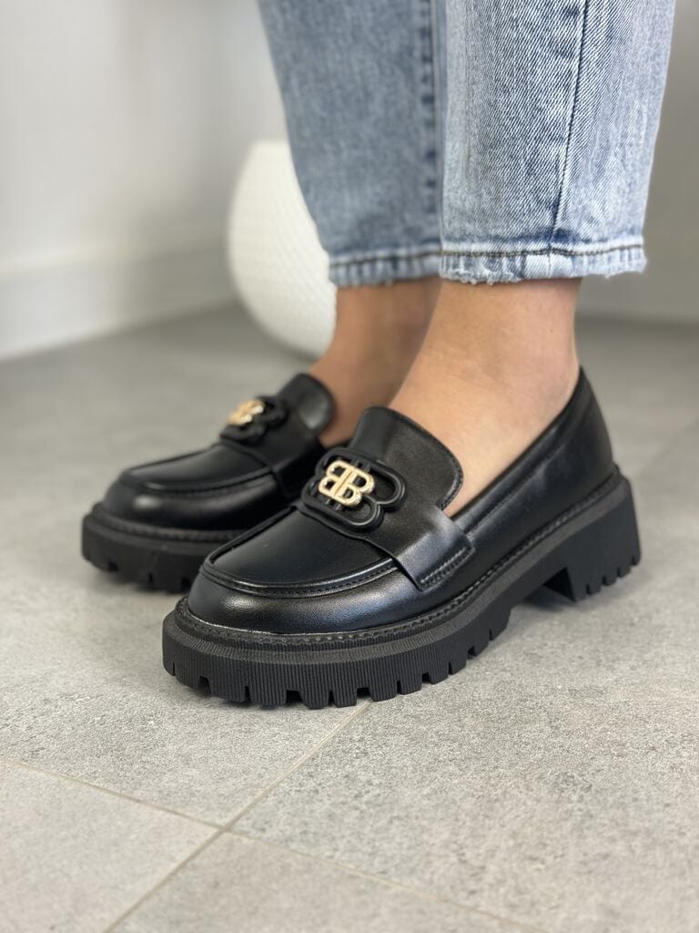 Czarne Wygodne Mokasyny Damskie BB – Modne Buty Damskie - Na wiosnę