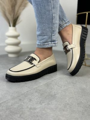 Beżowe Mokasyny Na Grubej Podeszwie – Półbuty Damskie Filippo - Styl casualowy