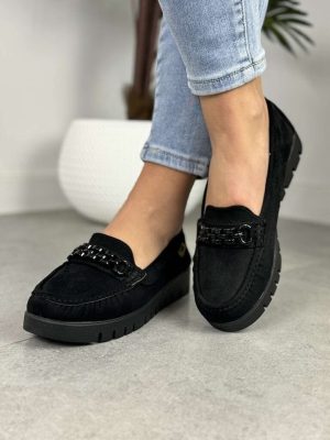 Czarne mokasyny damskie Goodin – Moiekkie wygodne buty - Styl casualowy
