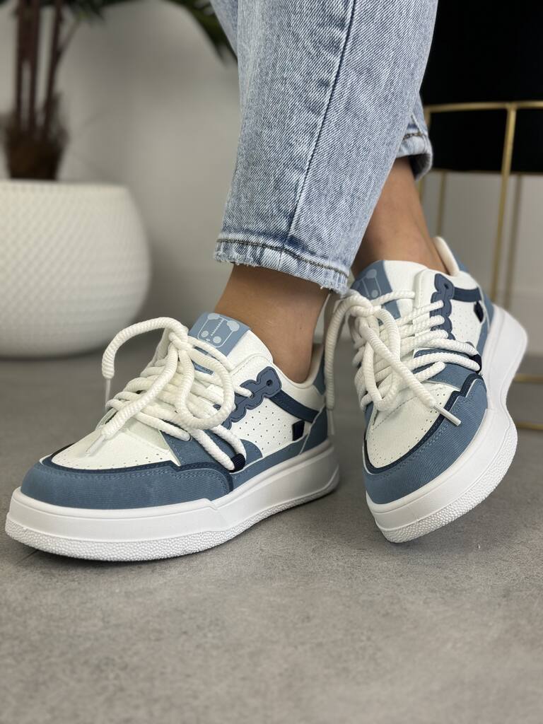 Wygodne buty sportowe na grubej podeszwie – Damskie sneakersy BL510P Jeans - Na lato