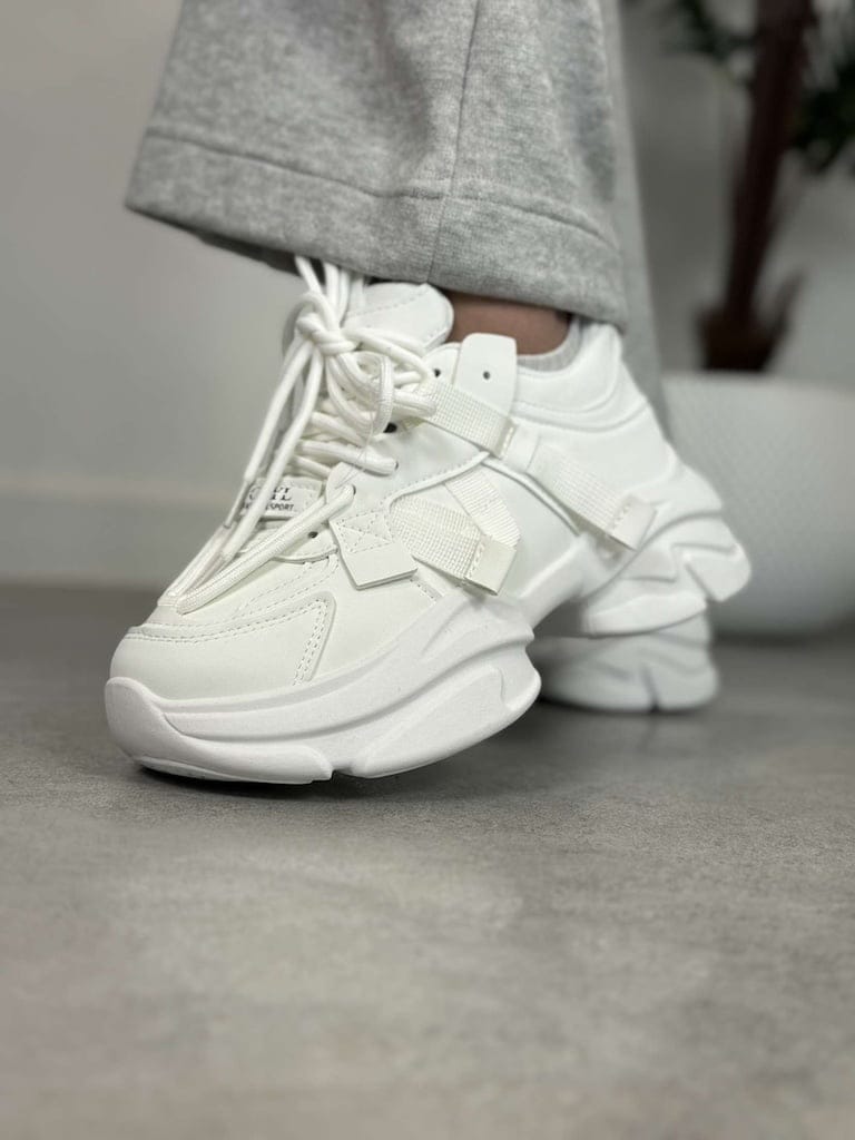 Sportowe sneakersy damskie LA269 białe - Na wiosnę