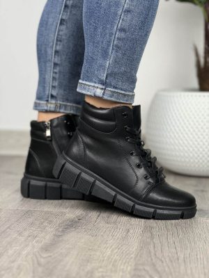 Skórzane trzewiki damskie na platformie T.Sokolski Z24-335 - Styl casualowy
