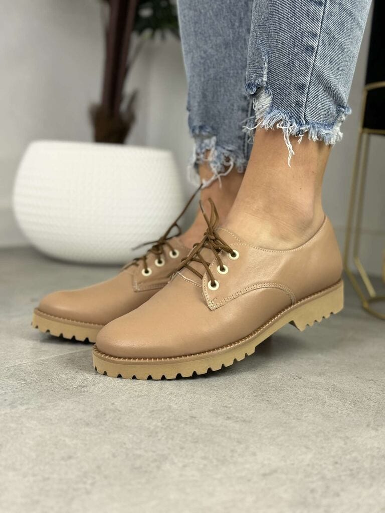 Półbuty Beżowe Skóra AF-1012 Pulso – Wygodne buty damskie - Do jeansów
