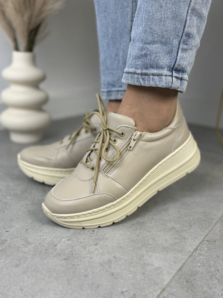 Beżowe Sneakersy Damskie WASAK Buty Jesienne Damskie Eleganckie - Styl casualowy