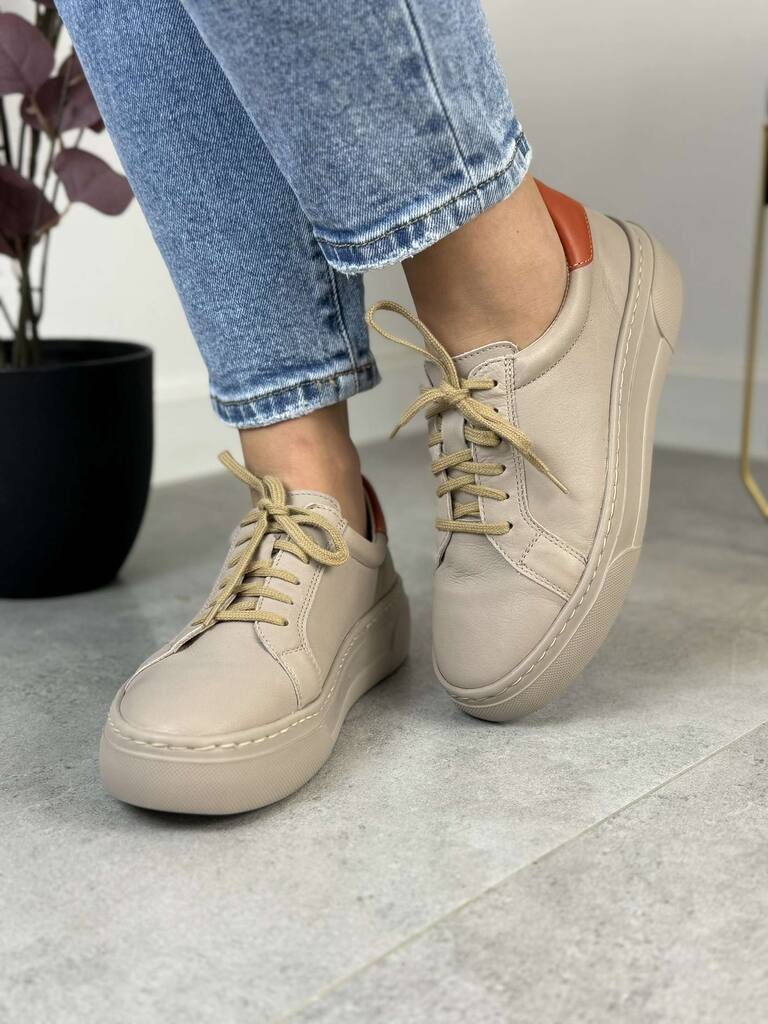 Białe sneakersy skórzane damskie na grubej podeszwie Wasak 0745 - Na lato
