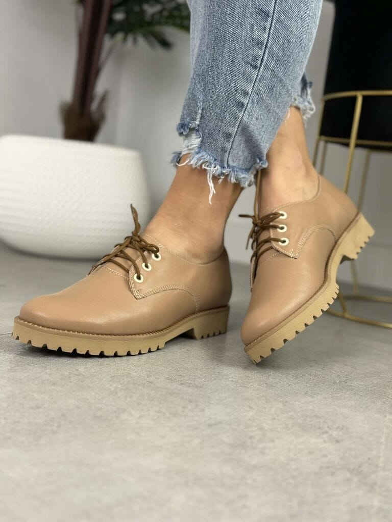 Półbuty Beżowe Skóra AF-1012 Pulso – Wygodne buty damskie