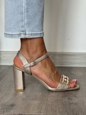 Złote Skórzane Sandały CHEBELLO 4000 - Styl elegancki