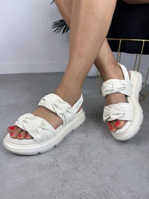 Sandały damskie na platformie ecru – Eleganckie buty na plażę Lee Copper - Do sukienki