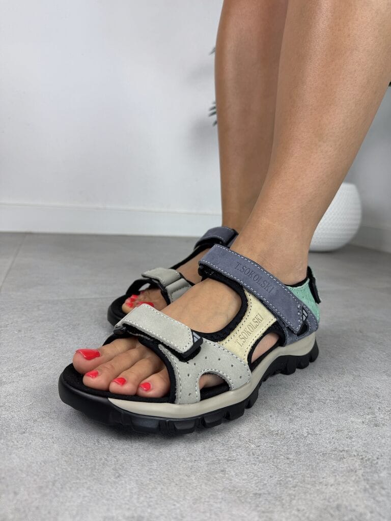 Sportowe sandały damskie na rzepy T.Sokolski L24-614 Multi color - Do sukienki