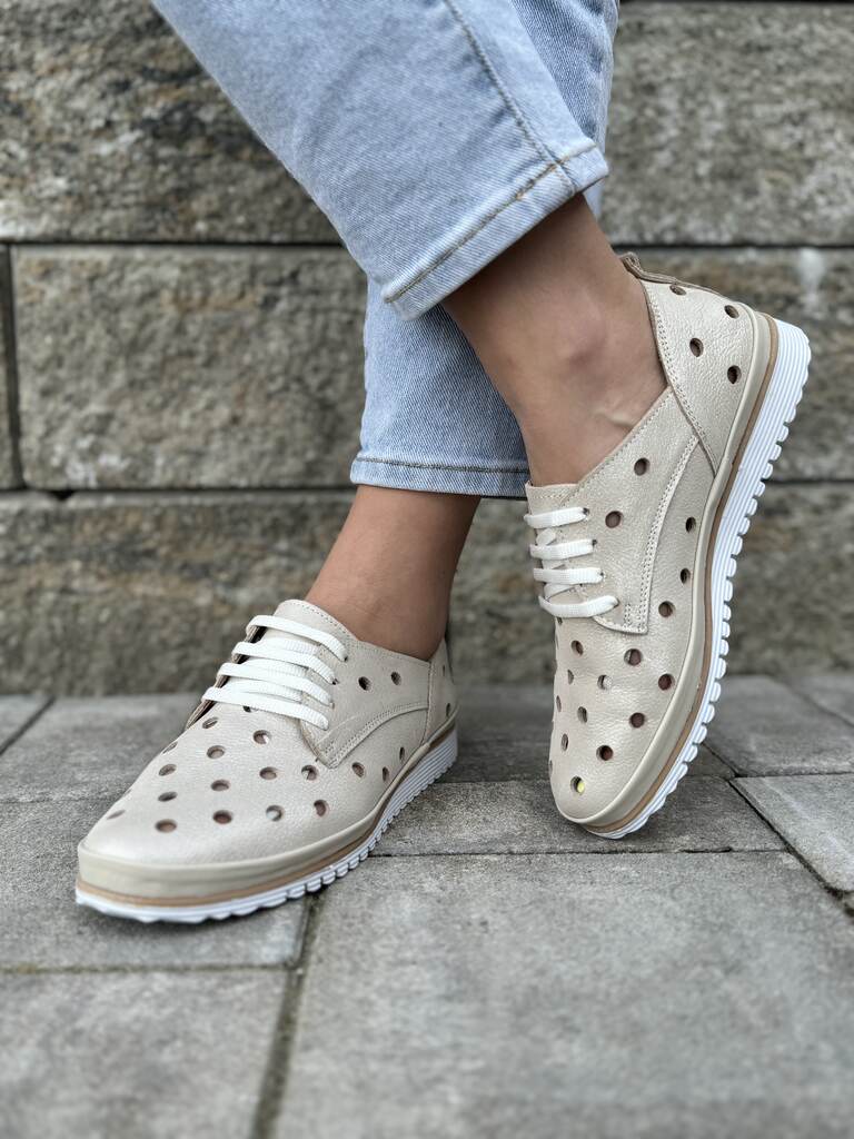 Komfortowe buty damskie Loretta Vitale – Wygodne półbuty skórzane - Na lato