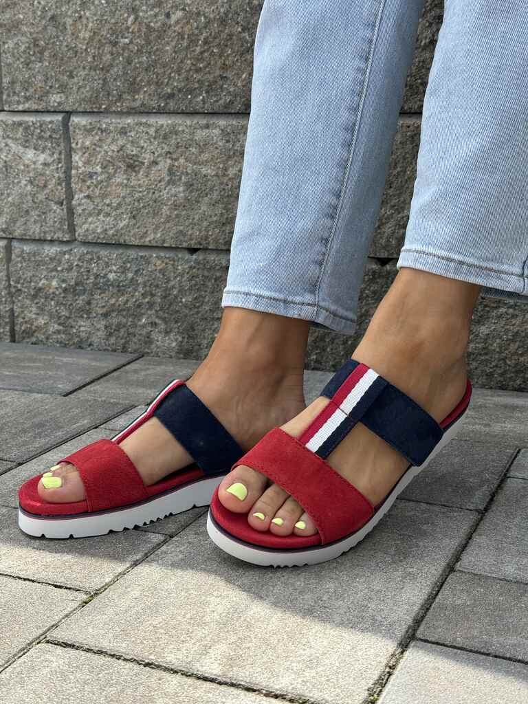 Wygodne Skórzane Klapki Damskie Filippo DK2170/21 RED/NV - Styl klasyczny